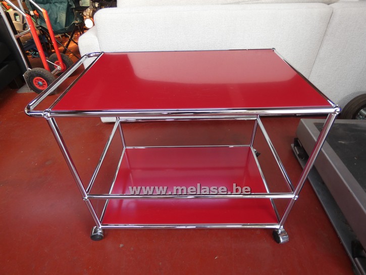 Vintage serveer/koffiewagen "rood - chromé"